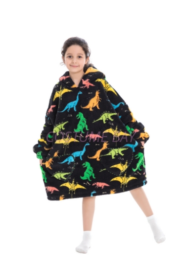 Picture of New Design Kids Animal Fruit Print Hooded Blanket Hoodie  - Dinosaur