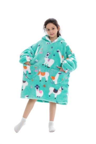 Picture of New Design Kids Animal Fruit Print Hooded Blanket Hoodie  - Lama