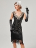 Picture of 1920s Vintage Big V-Neck Flapper dress - Black