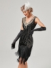 Picture of 1920s Vintage Big V-Neck Flapper dress - Black