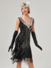 Picture of 1920s Vintage Big V-Neck Flapper dress - Black