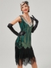 Picture of 1920s Vintage Big V-Neck Flapper dress - Black