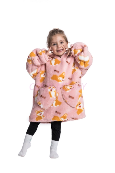 Picture of New Design Kids Toddler Animal Fruit Print Blanket Hoodie - Corgi