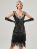 Picture of 1920s Vintage Big V-Neck Flapper dress - Dark Green