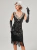 Picture of 1920s Vintage Big V-Neck Flapper dress - Dark Green