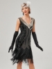 Picture of 1920s Vintage Big V-Neck Flapper dress - Dark Green