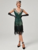 Picture of 1920s Vintage Big V-Neck Flapper dress - Dark Green