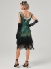 Picture of 1920s Vintage Big V-Neck Flapper dress - Dark Green