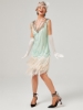 Picture of 1920s Vintage Big V-Neck Flapper dress-Light Green