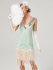 Picture of 1920s Vintage Big V-Neck Flapper dress-Light Green