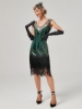 Picture of 1920s Vintage Big V-Neck Flapper dress-Light Green