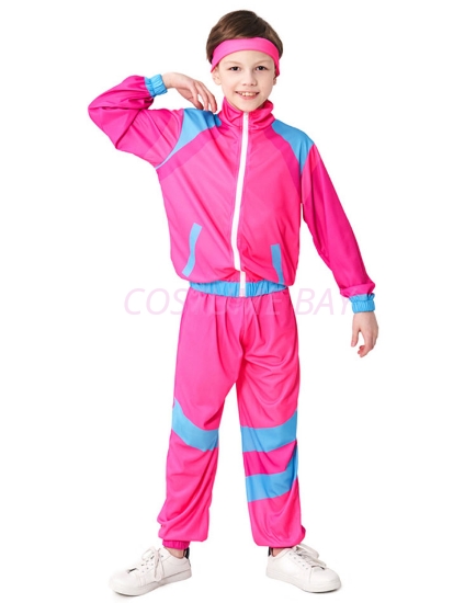 Picture of Kids 80s Retro Hip Hop Disco Hippie Modern Jazz Performance Costume - Pink