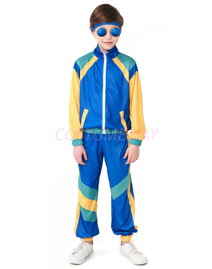 Picture of Kids 80s Retro Hip Hop Disco Hippie Modern Jazz Performance Costume - Blue