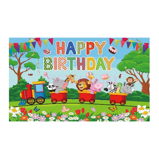 Picture of Zoo Animal Happy Birthday Backdrop Banner 180*110CM