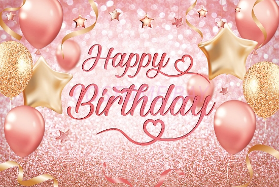 Picture of Pink Happy Birthday Backdrop Banner