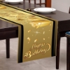 Picture of Gold & Black Happy Birthday Decoration Table Runner 180*35CM