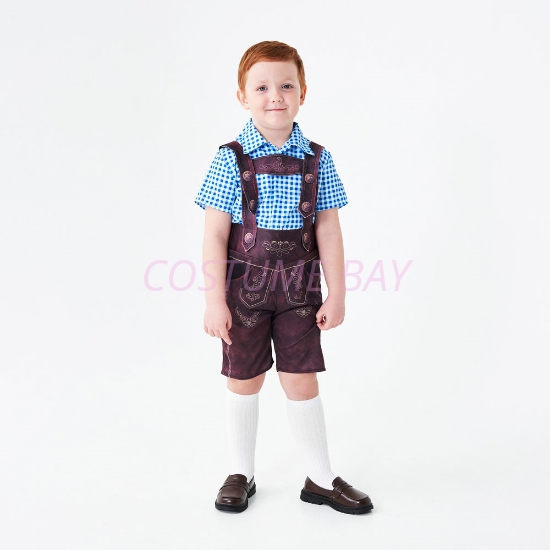 Picture of Boys Lederhosen, Blue Shirt, and Socks Oktoberfest Set for Book Week 