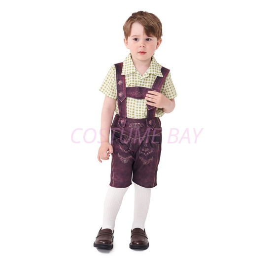 Picture of Boys Lederhosen, Green Shirt, and Socks Oktoberfest Set for Book Week