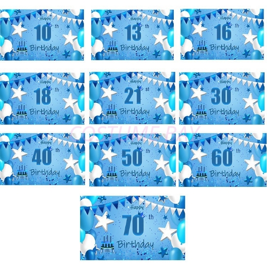 Picture of Blue Series Birthday Backdrop Banner 110*180CM