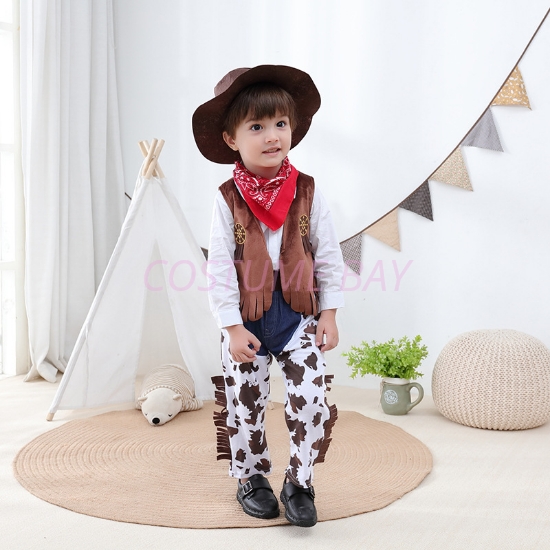 Picture of Boys Western Cowboy Costume Set Vest with Hat