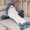 Picture of Blue Shark Blanket Hoodie Onesie for Adults and Kids