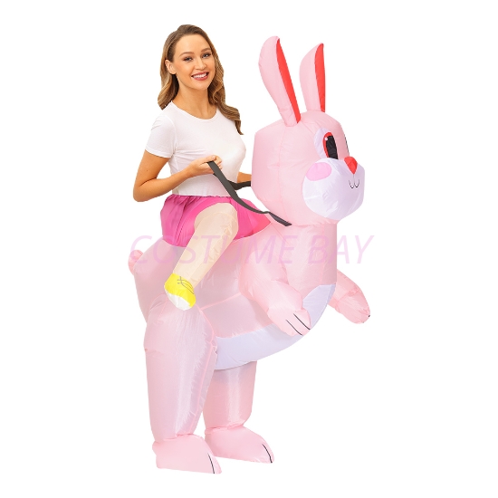 Picture of Fan Operated Adult Inflatable Riding Rabbit Easter Halloween Costume