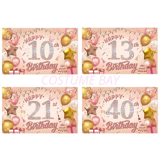 Picture of Pink Series Birthday Backdrop Banner 110*180CM