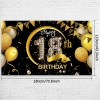 Picture of Birthday Celebration Decorative Black Gold Backdrop Banner 110*180CM