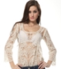 Picture of Womens Sheer Lace Floral Top-White