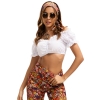 Picture of White Retro Top - 70s Short Sleeve Vintage Blouse