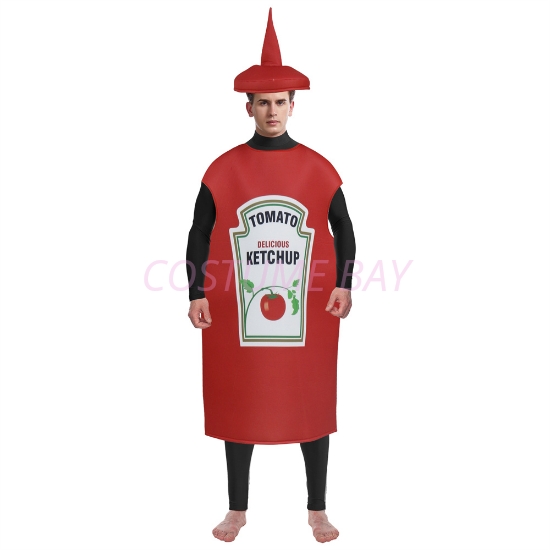 Picture of Bold Ketchup Bottle Print Bodysuit for Adults – Perfect for Halloween
