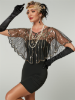 Picture of 1920s Womens Vintage Boutique Beaded Sequin Flapper Cape - Beige