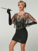 Picture of 1920s Womens Vintage Boutique Beaded Sequin Flapper Cape - Black
