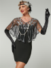 Picture of 1920s Womens Vintage Boutique Beaded Sequin Flapper Cape - Black/Silver