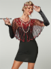 Picture of 1920s Womens Vintage Boutique Beaded Sequin Flapper Cape - Black/Silver