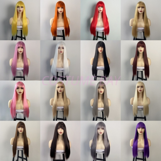 Picture of Stylish Long Straight Synthetic Wig with Bangs