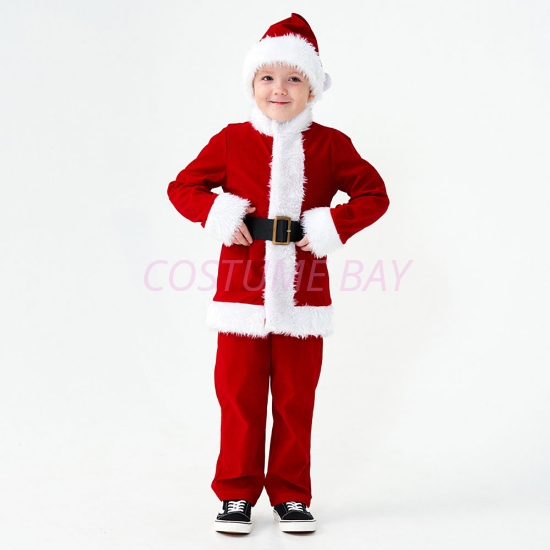 Picture of Kids Santa Claus Costume 4Pcs Top Pants Hat Outfit