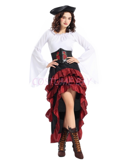 Picture of Women's Sexy Pirate Queen Costume Elegant Buccaneer Dress with Hat