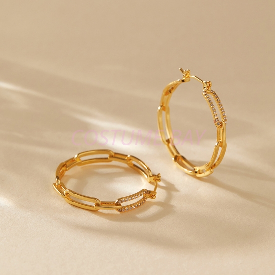 Picture of Stylish 18k Gold Plated Hoops Earrings