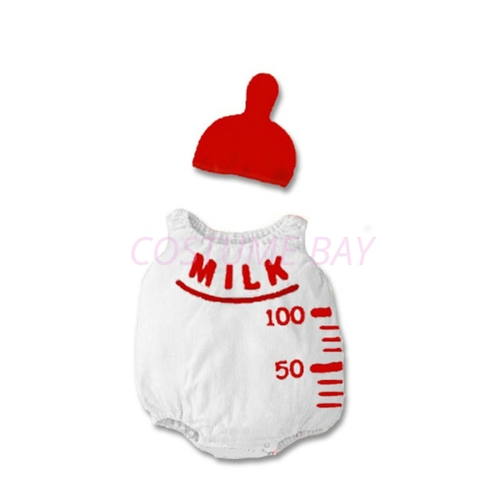 Picture of Baby Rompers Onesie Bodysuit with Hat - Milk Bottle