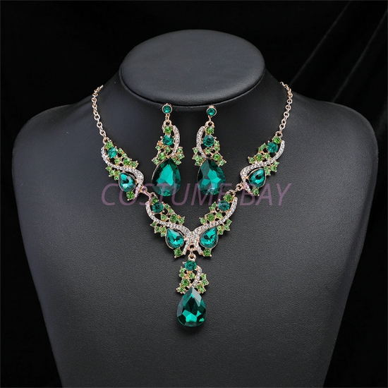Picture of Elegant Women’s Green Floral Necklace & Earring Set