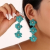 Picture of Women’s Long Flower Dangle Earrings Multiple Colours