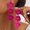 Picture of Women’s Long Flower Dangle Earrings Multiple Colours