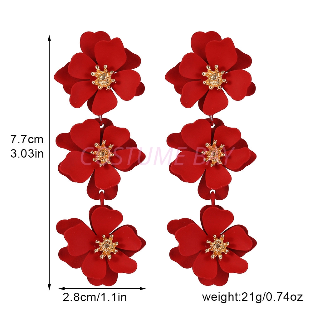 Women's Long Flower Dangle Earrings