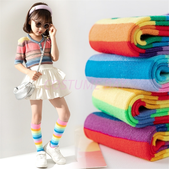 Picture of Kids Rainbow-Striped Knee-High Socks