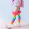 Picture of Kids Rainbow-Striped Knee-High Socks with Ruffled Cuffs