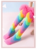Picture of Kids Rainbow-Striped Knee-High Socks with Ruffled Cuffs