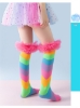 Picture of Kids Rainbow-Striped Knee-High Socks with Ruffled Cuffs