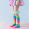Picture of Kids Rainbow-Striped Knee-High Socks with Ruffled Cuffs