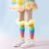 Picture of Kids Rainbow-Striped Knee-High Socks with Ruffled Cuffs